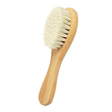 Natural Wooden Handle Baby Hairbrush with Soft Goat Hair Bristles for Newborns and Toddlers, Gentle and Safe for Sensitive Scalps