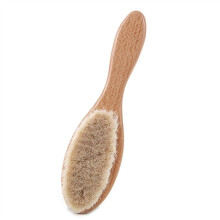 Baby Care Natural Wool Wooden Brush for Babies - Soft Hair Cleaning & Massage Bath Brush in Beige