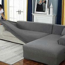 Sofa Cover, Corner Stretch Sofa Cover, Stretch Sofa Cover for 1/2/3/4 Seater (l-shaped Corner Sofa Requires Two) (3 Seater: 190-230 Cm, Grey)