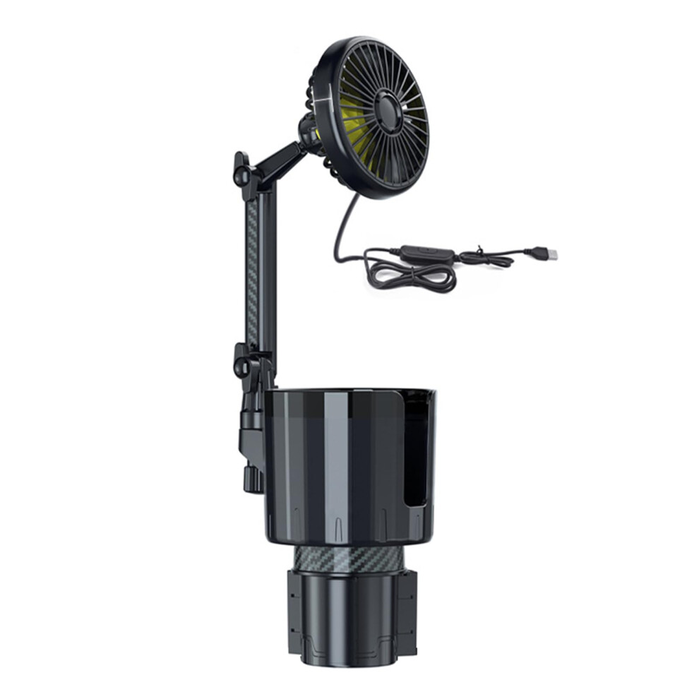 Car Cup Holder Usb Car Fan 2 In 1 Adjustable Speed 360 Degree Rotating Air Circulator Single Fan Head For Vehicles 6038364063878