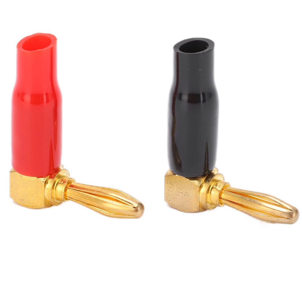 2Pcs U45 4Mm Right Angle Banana Plug 90 Degree Red/Black