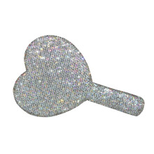 Sparkling Handheld Makeup Mirror with Rhinestone Decor, White Vanity Mirror for Women and Girls, Perfect Valentine's Day Gift