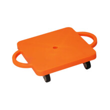 Scooter Board with Handles - Portable Square Sensory Training Sitting Scooter for Kids with Rollers, Orange, Ideal for Gym and Backyard
