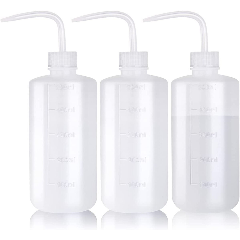 White Tattoo Wash Bottle 500Ml - Water Squirt Bottle For Succulent Watering, Safety Rinse, Tattoo Supplies, 3 Pack
