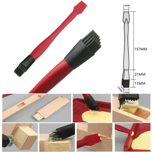 Woodworking Silicone Brush Tool Kit 4PCS Set - Soft Glue Brushes, Flat Scraper, Glue Application Tools 2