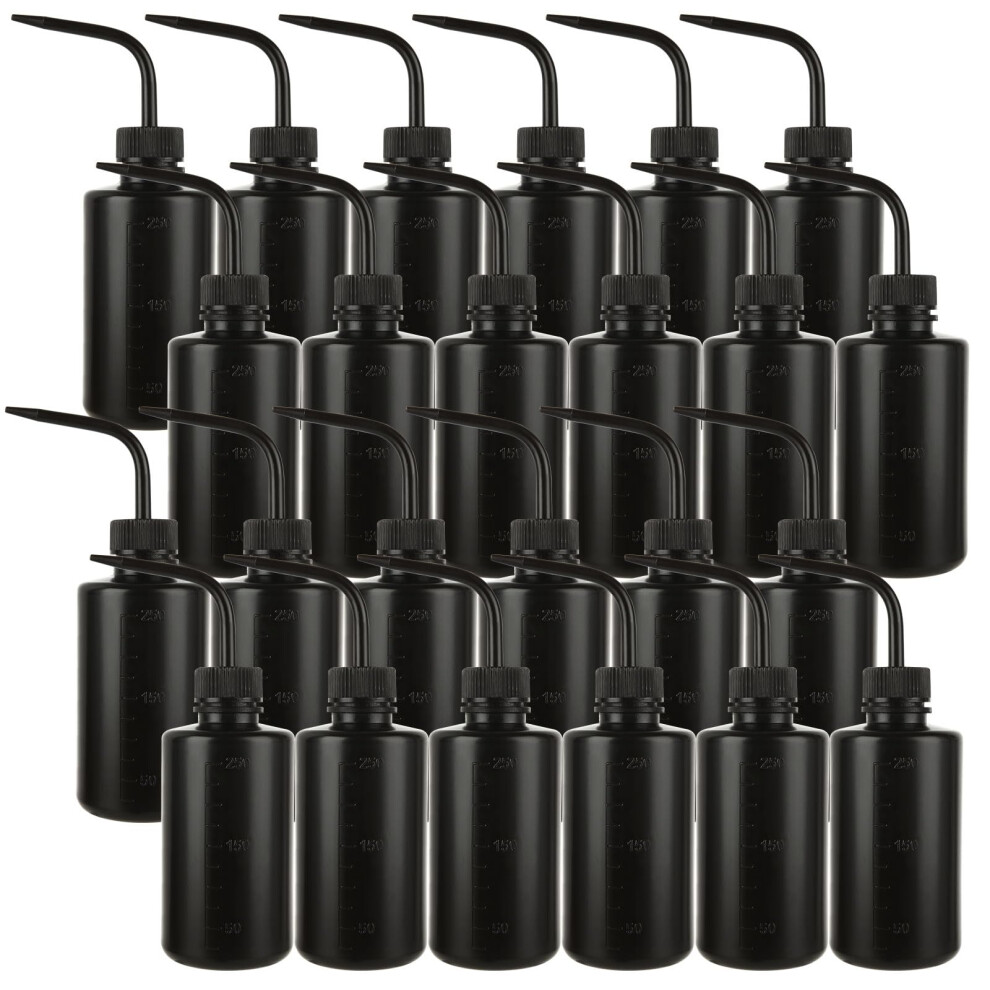 Black 24 Pcs Tattoo Wash Bottle 250Ml 8Oz Squeeze Bottle With Measuring Scale For Eyelash And Succulent Watering