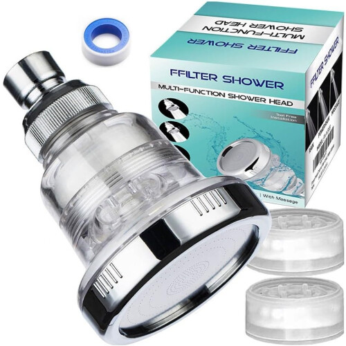 Spa Shower Filter Head with Adjustable Triple Function Booster Spray, 3 Inch Diameter, Universal Fit, High Pressure Shower Set 2