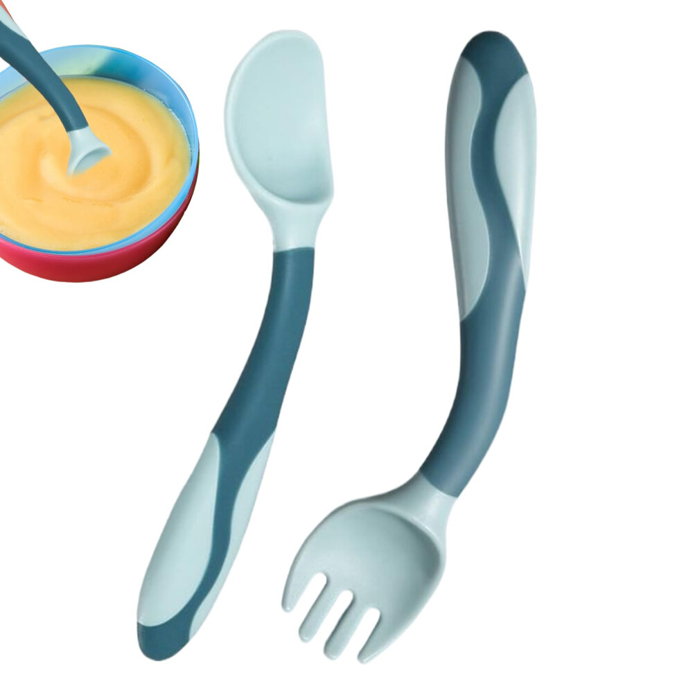 Baby Cutlery Set | Feeding Spoon And Fork Utensils For Weaning Solid Food - First Stage Flatware For Kids Blue