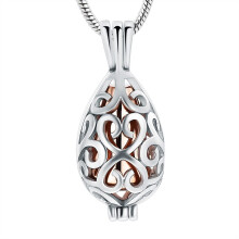 Stainless Steel Filigree Teardrop Locket for Pet or Human Ashes – Cremation Jewelry Keepsake Urn Pendant