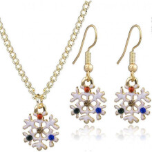 Women Necklace Earring Gold Christmas Snowflake Pendant Girl Chain Collar Ear Studs Party Wedding Jewellery Set Love Gift Comfortable and Environmenta