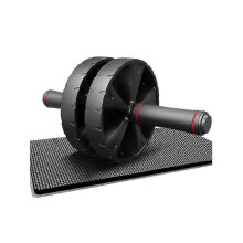 Ab Wheel Roller with Knee Mat for Core Abs Rollout Exercise Double Wheel Set with Dual Fitness Stre