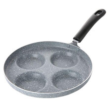 4-Cup Egg Frying Pan, Portable Mini Aluminum Alloy Non-Stick Breakfast Cooker, Gray for Home Kitchen Use