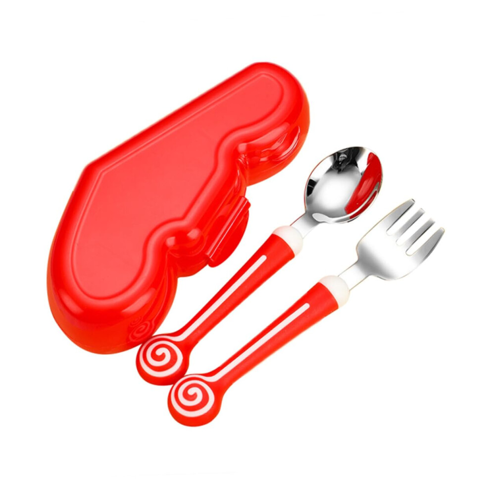 Stainless Steel Spoon Fork Set for Kids, Ergonomic Design, Dishwasher Safe, Smooth Surface, Fun Cartoon Style