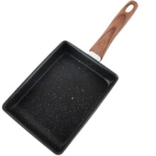 Japanese Omelette Pan, Square Non-Stick Egg Frying Pan with Wooden Handle for Pancakes, Crepes, and Fried Eggs
