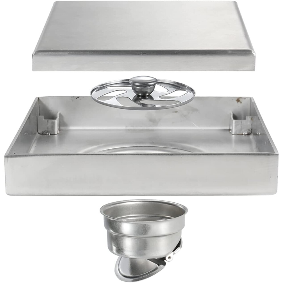 Shower Drain 4 Inch Brushed Stainless Steel Floor Drain With Removable Grate And Hair Strainer, 120X120mm 150X150mm Sizes 6447073356964
