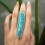 Solid Big Blue Copper Long Oval Turquoise Ring Boho Vintage Jewelry,10 Adorable 4