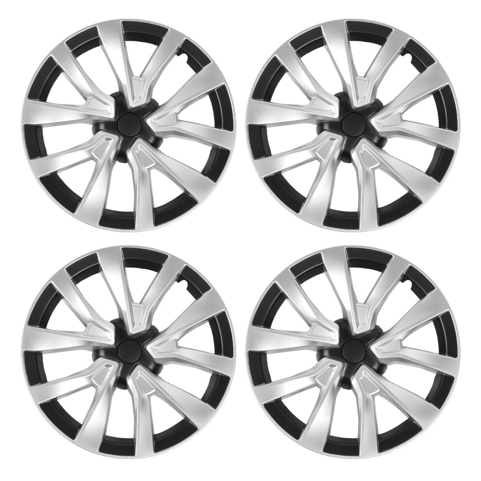4Pcs 18In Wheel Hub Cap Full Wrapping Wheel Hub Silver/Black 8320539771434