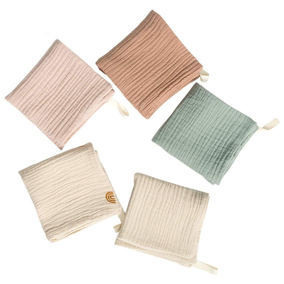 Baby Washcloths Muslin Cotton Face Towels 5 Pack, Soft Burp Cloths and Saliva Towels for Newborns and Infants GGBHN09