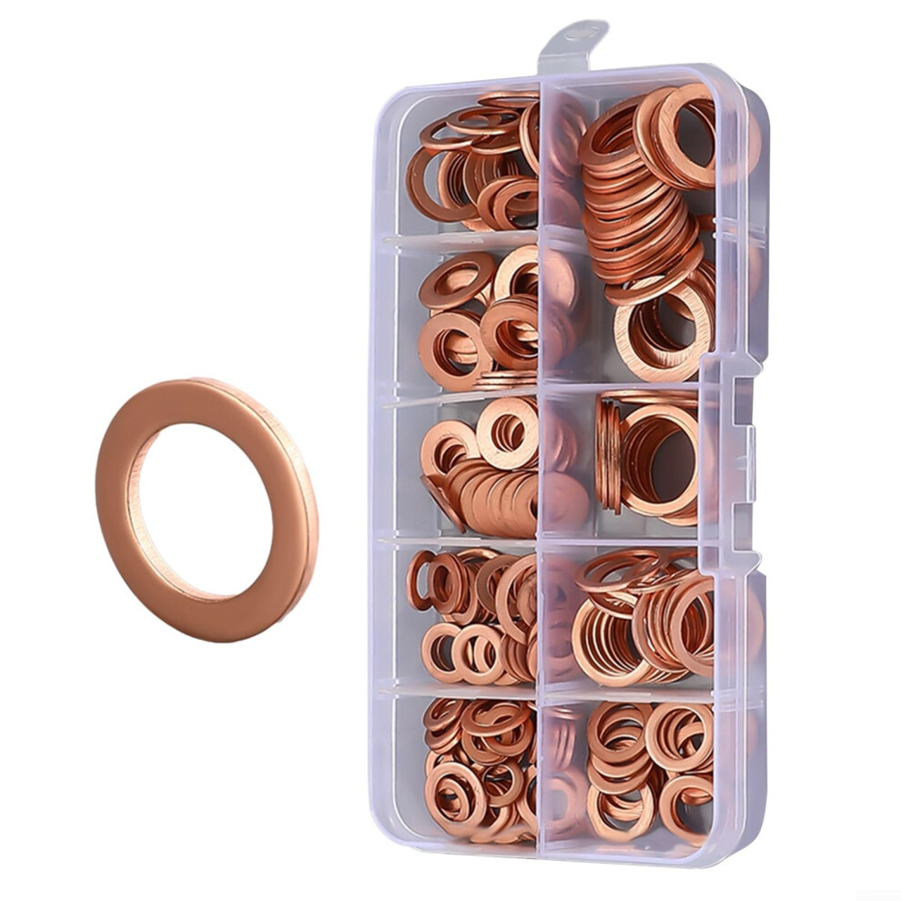 200 Pcs Copper O Ring Gasket Set for Engine Drain, Durable Automotive Repair Gaskets for Various Models-image-OPC-PKB5WB5-NEW