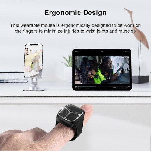 Wireless Bluetooth Mouse Mini Intelligent Handheld Finger Ring Mouse Bluetooth Portable Wearable Mouse Rechargeable Remote Control Thumb Mouse with Se 2
