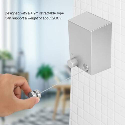 WallMount Stainless Steel Retractable Clothesline 4.2m Silver 2