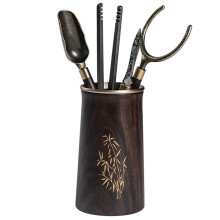 Ebony Tea Ceremony Set - 5pcs Kung Fu Tea Art Accessories, Tea Spoon and Clip, Household Use, Durable Material