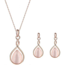 Woman Girl Necklace Earrings Set Diamond Water droplets Pendant Style Elegant Women Jewellery Necklace Chain of Crystal Necklace +Earrings Set