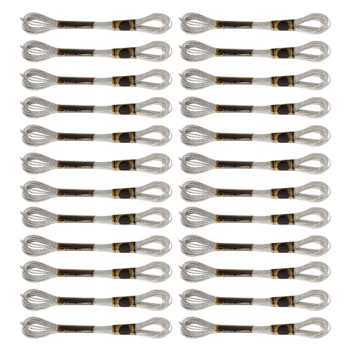 24Pcs Silver Glossy Cross Stitch Threads, 8m Embroidery Floss Set 1