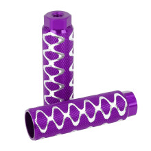 Bike Pegs 1 Pair Aluminum Alloy Footrests with Round Wave Stripes 3/8 Inch Nonslip Stunt Pegs for Bikes Purple
