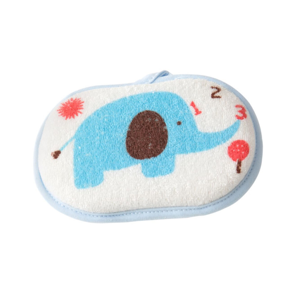 3Pcs Cartoon Elephant Bath Sponge Set For Kids - Gentle Exfoliating Bathing Sponges In , And Blue/Yellow/Pink
