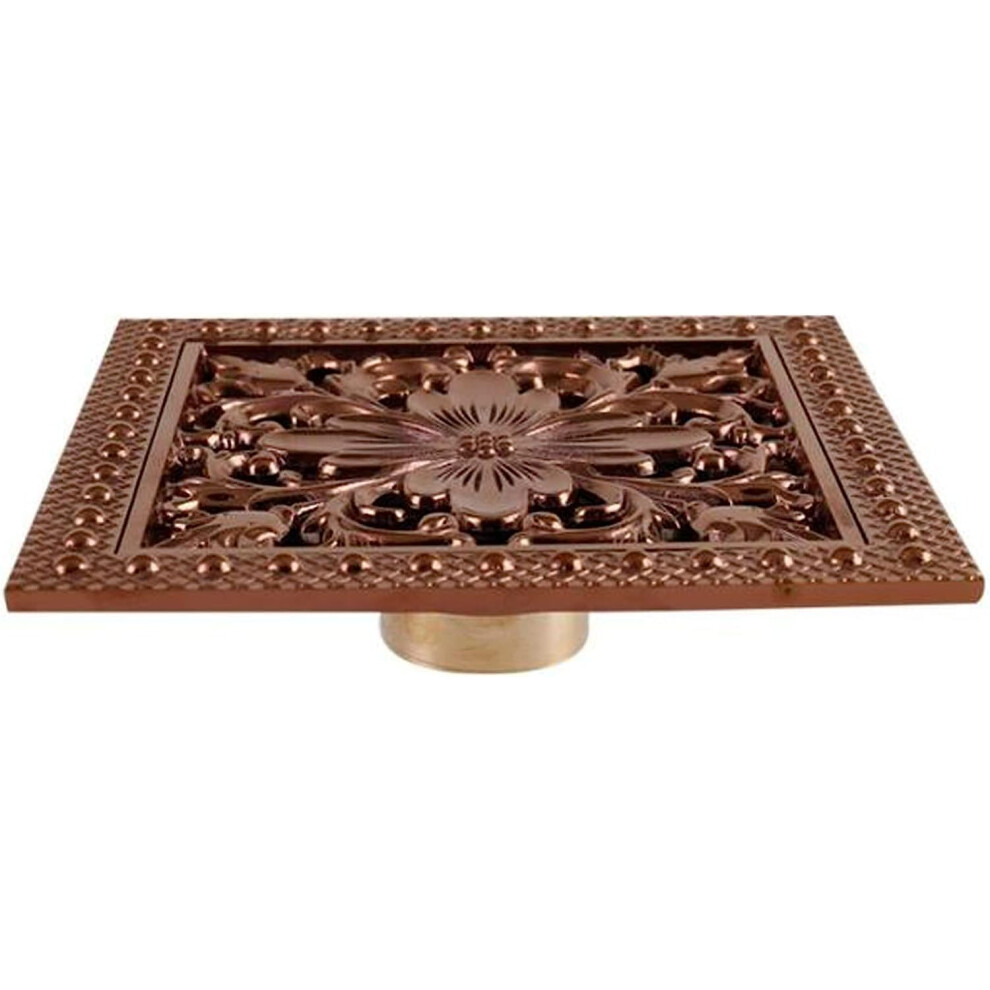 Floor Drain Strainer Antique Brass Square Vintage Art Carved Shower Waste Drainer 15X15cm Bathroom Cover E 6447073363672