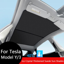 (ModelY 2020-2024 W) Sunshades For Tesla Model 3 Sunroof Highland 2025 Model Y 2020-25 Ice Cloth Buckle Sun Pare Glass Front Rear Skylight Accessory