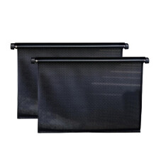 (black) 2PCS Retractable Roller Car Sunshade Curtain Rear Side Window Windshield Sun Block Cover Suction Cup Universal Cars Accessories