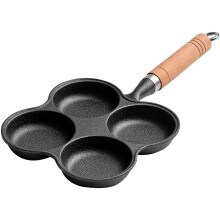 Household Cast Iron Pan 4-Hole Omelette Frying Pan Non-Stick Breakfast Griddle for Pancakes and Eggs