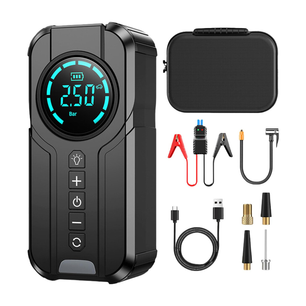Tire Inflator Portable Air Compressor 60W Cordless Air Pump With Digital Pressure Display And 6000Mah Battery Jump Starter 6447073365027