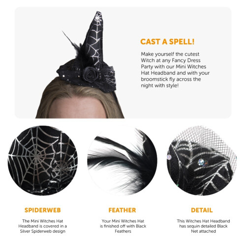 (6 Pack) Mini Witch Hat Headband 1