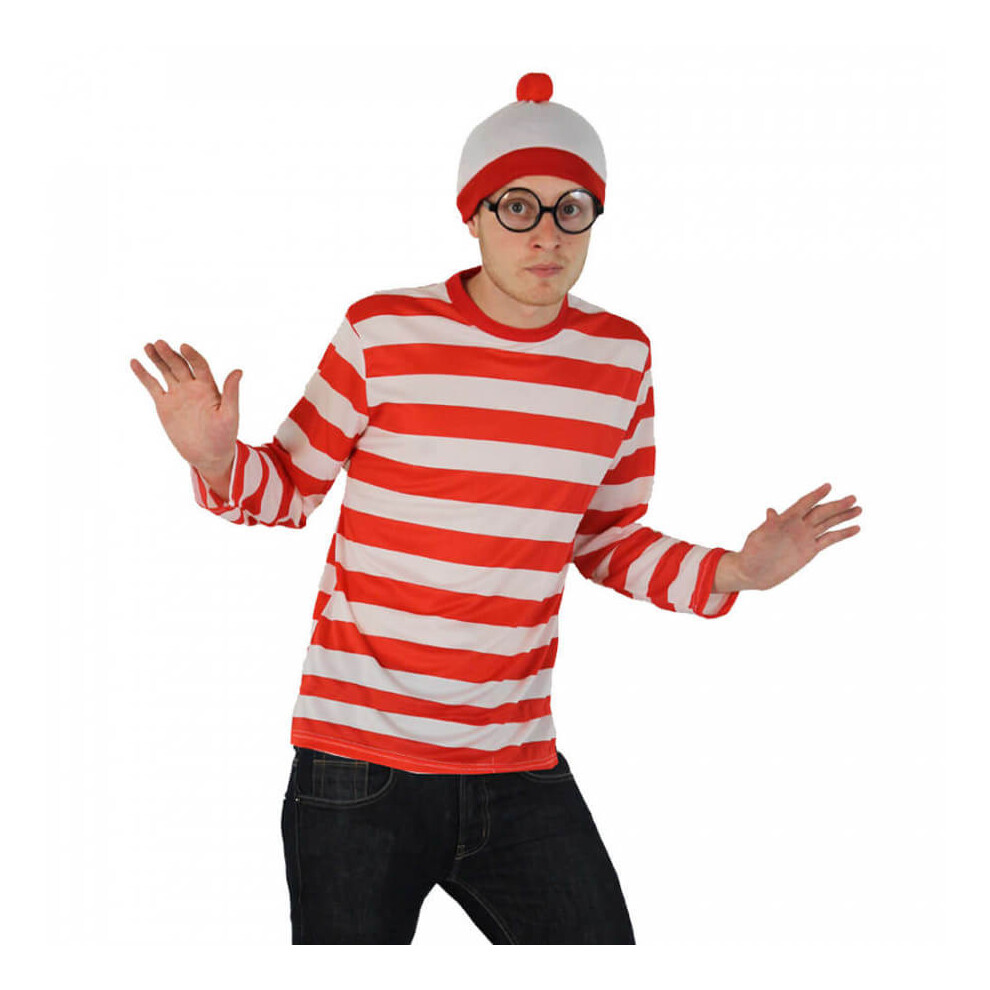 I Love Fancy Dress Ltd (Large) Find Me Costume - Long Sleeve Top, Bobble Hat & Round Glasses