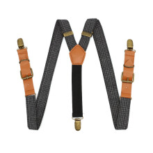 Grey Tweed Suspenders Braces