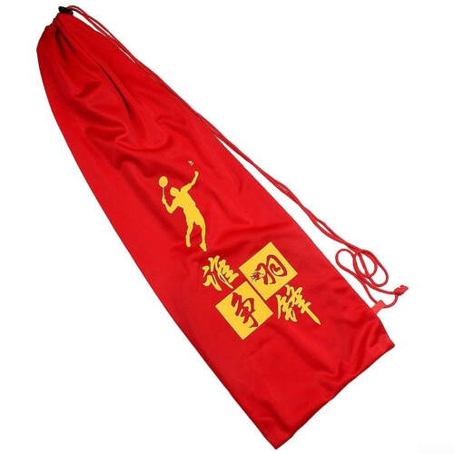 Lightweight Badminton Racket Storage Bag for 3 Rackets, Red Flannel Material with Drawstring Closure
