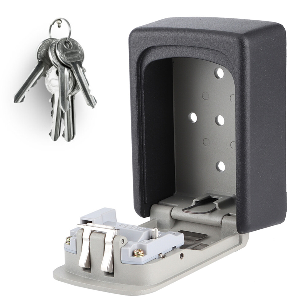 Wall Mounted Aluminum Alloy Key Safe Box 4-Digit Password Lock Gray 7901346259318