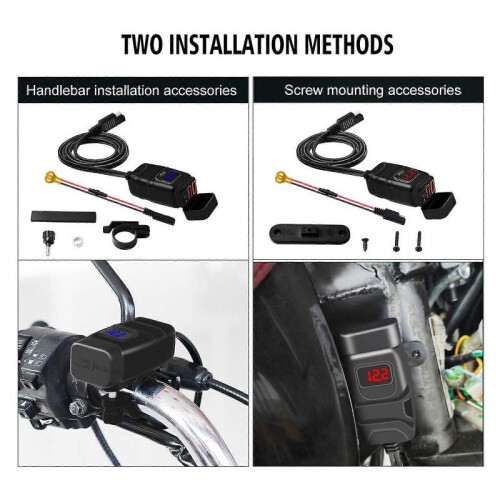 Dual USB Auto Motorcycle Charger with Mechanical Switch Voltage Digital Display 2