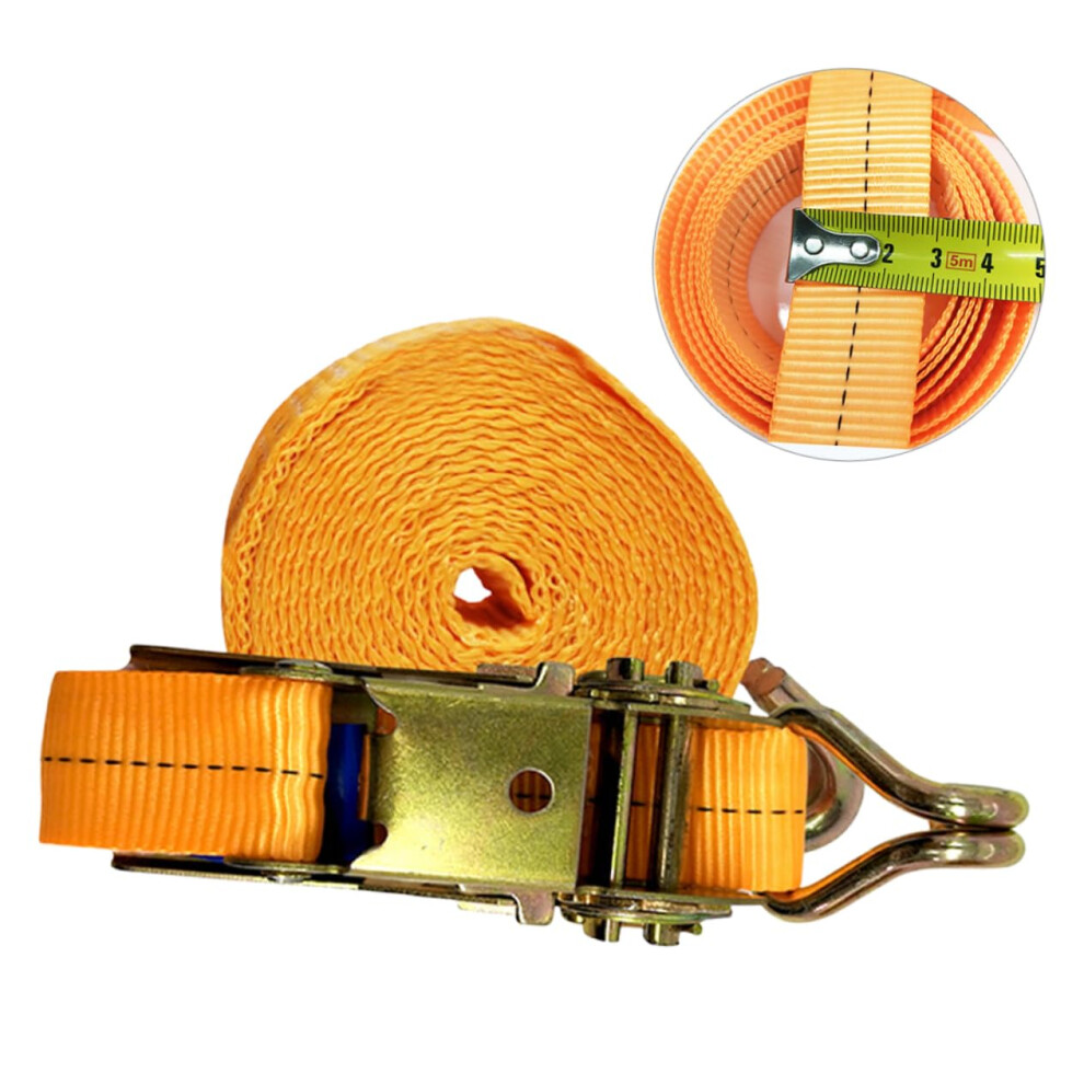 Heavy Duty Cargo Binding Belt With Rustproof Ratchet Buckle, Orange Strap 6447073370151