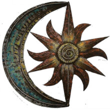 Sun And Moon Wall Decor Celestial Themed Statue Hanging Metal Artis1 Piececolorful