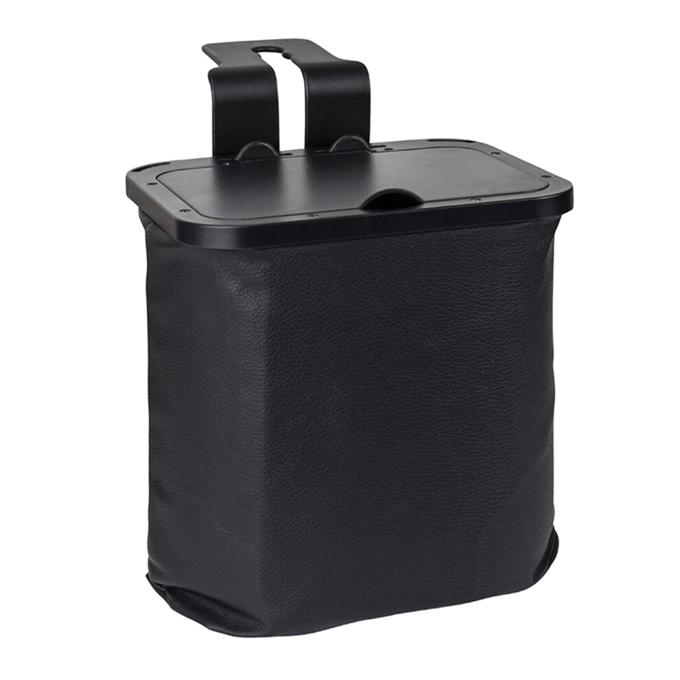 Car Trash Can With Hook And Lid, Portable Leather Waste Basket For Vehicles, Compact Rubbish Bin For Car Interior 6038364068972