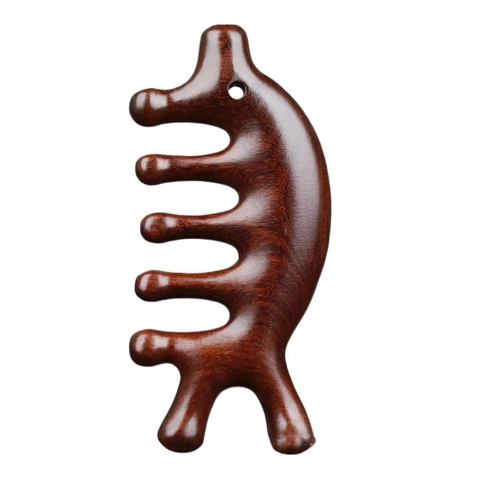 Brown Massage Comb For Blood Circulation - Sandalwood Scalp Meridian Relaxation Tool, Hair Brush For Salon Use
