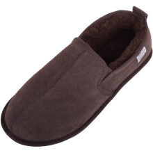 (UK9, Brown) Victor, Genuine Sheepskin Slipper with Suede Sole
