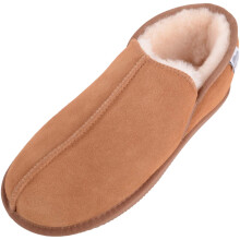 (UK12, Chestnut) Edward, Genuine Sheepskin Slip On Bootie Slippers with Rubber Sole