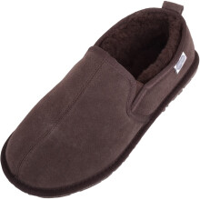 (UK12, Brown) Jasper, Genuine Sheepskin Slipper with Rubber Sole