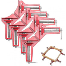 4 Pieces 90 Degree Right Angle Clamp, Right Angle Clamp Adjustable Woodworking Angle Vise Set for Multi Picture Frame Wedge Woodworking Welding