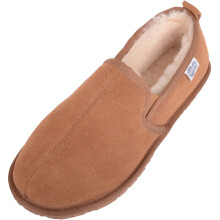 (UK8, Chestnut) Jasper, Genuine Sheepskin Slipper with Rubber Sole